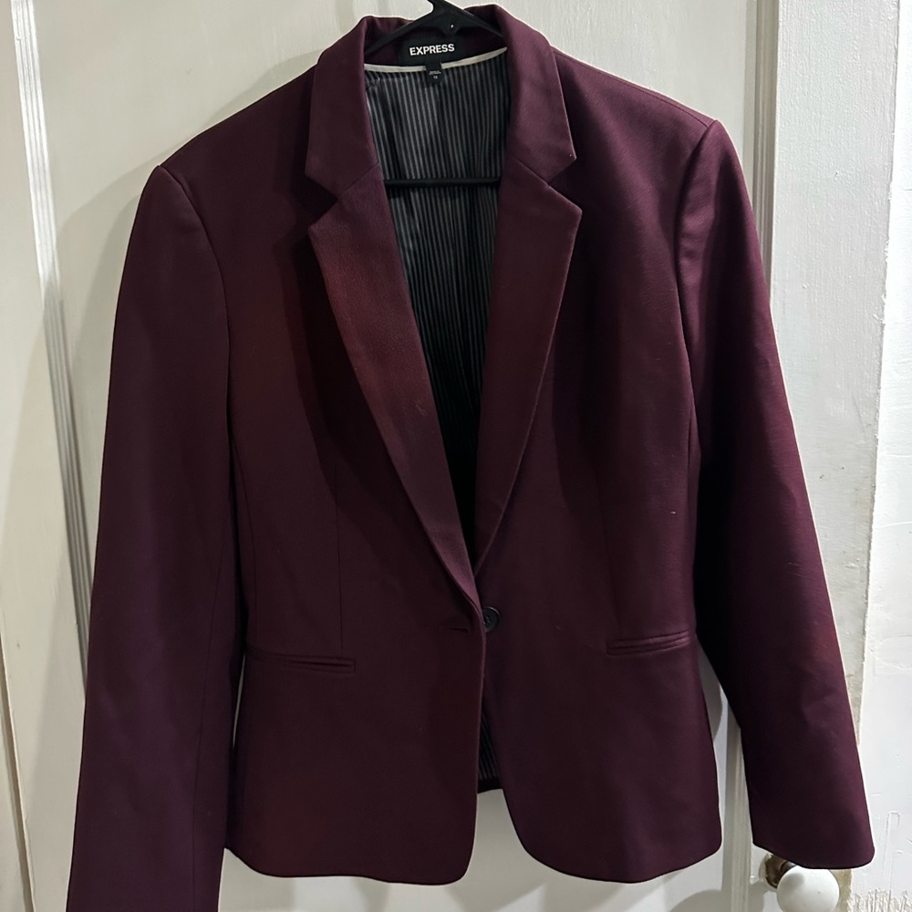 Women BURGUNDY blazer brand express size L